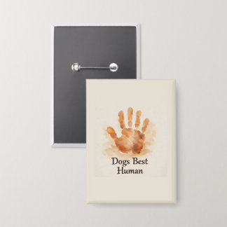 Botón Rectangular Huella de Mano Humana Mejor Perr