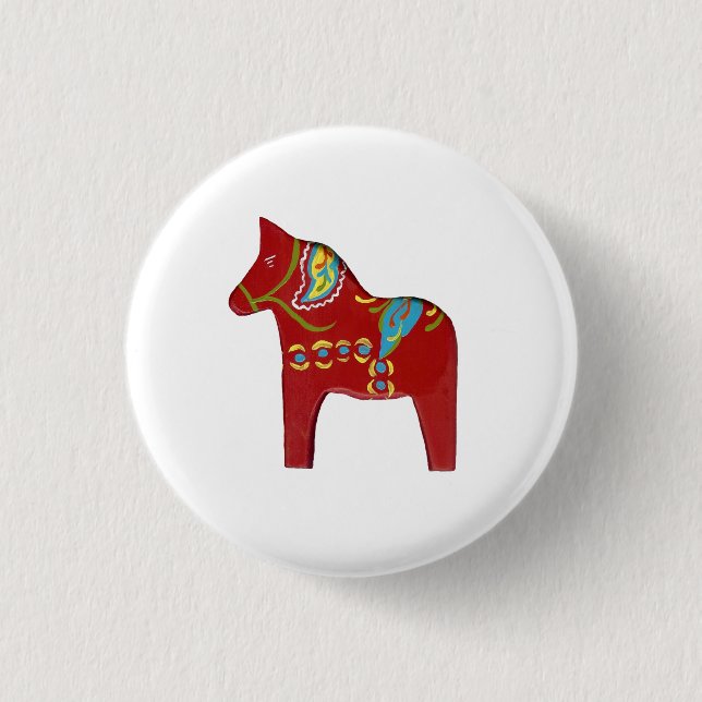 Botón Red Dala Horse Design #13 (Anverso)