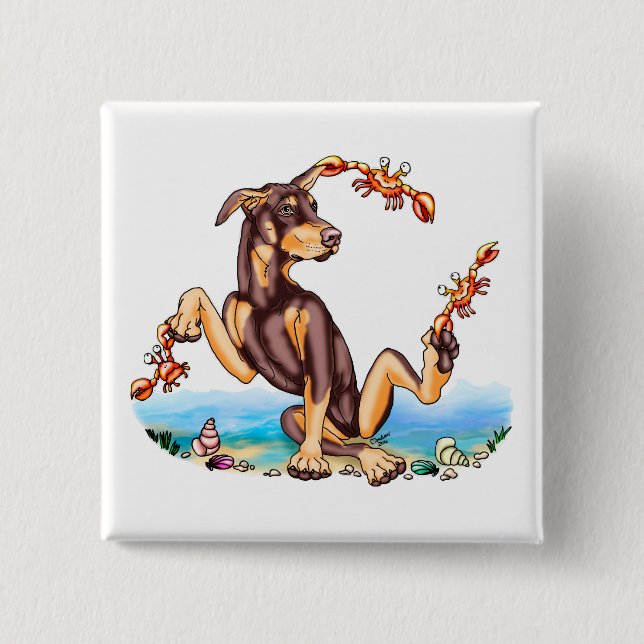 Botón Red Doberman Pinscher Kinda Crabby (Anverso)