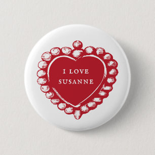 Botón Red Heart Custom Name I Love