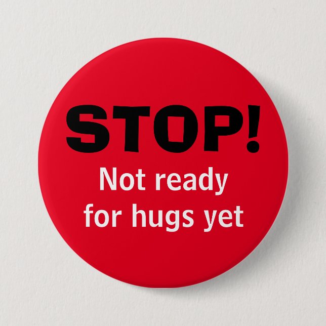 Botón Red STOP No Hugs (Anverso)