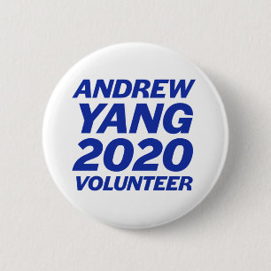 Botón redonda Andrew Yang Volunteer de 2 pulgadas