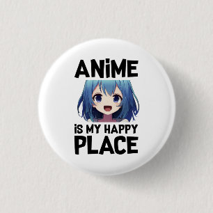 Botón Redondo "Anime Es Mi Lugar Feliz" 