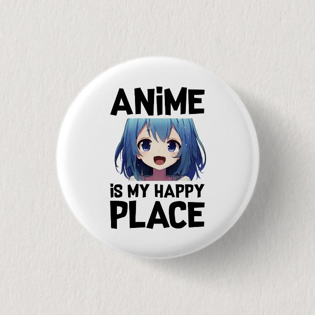 Botón Redondo "Anime Es Mi Lugar Feliz"  (Anverso)