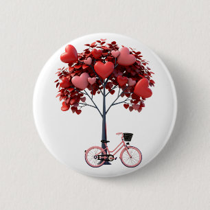 Botón Redondo Corazón Árbol Bicicleta Romántico Sa