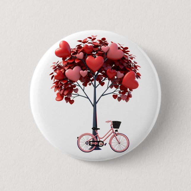 Botón Redondo Corazón Árbol Bicicleta Romántico Sa (Anverso)