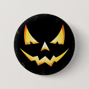 Botón redondo de calabaza asustado de Halloween