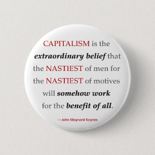 Botón redondo de la cita del capitalismo de Keyne