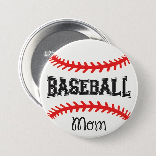 Botón redondo de “Mamá de béisbol 3” (Anverso y reverso)