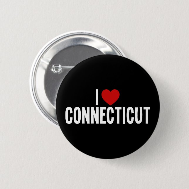 Botón Redondo de Me Encanta Connecticut (Anverso y reverso)
