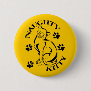 Botón redondo de Naughty Kitty