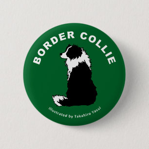 Botón redondo del border collie