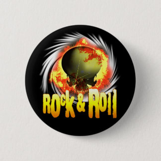 Botón redondo del cráneo de la roca y del rollo