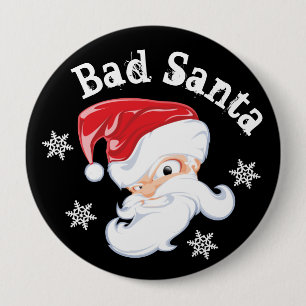 Botón redondo divertido de 4 pulgadas de Papá Noel