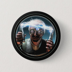 Botón redondo enojado del científico #2