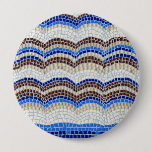 Botón redondo enorme del mosaico azul