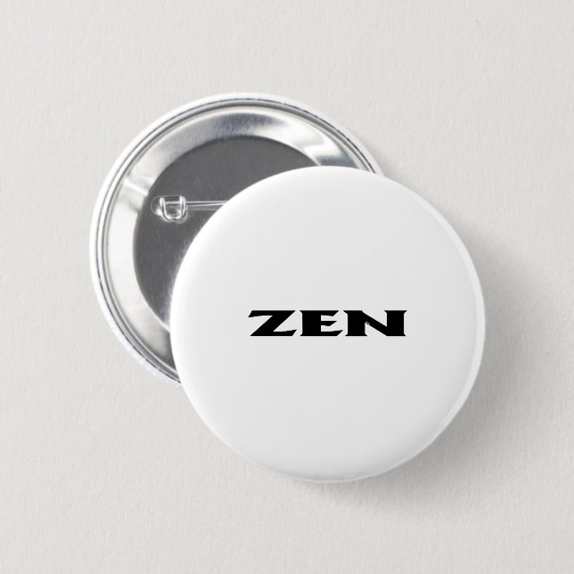 Botón redondo estándar blanco negro Zen (Anverso y reverso)