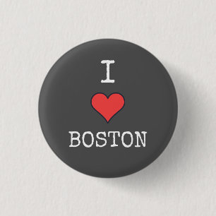 Botón redondo "I Love Boston" - Diseño de la franj