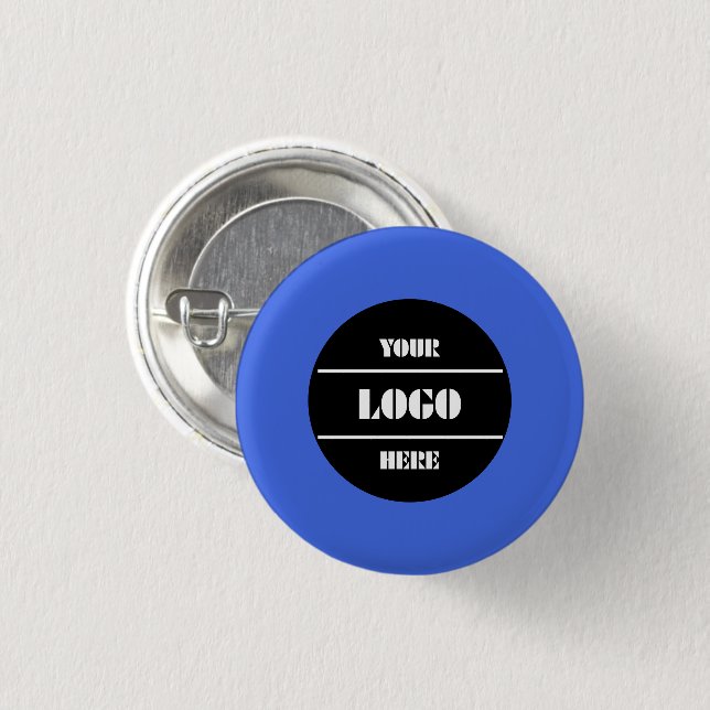 Botón redondo sólido personalizable azul real (Anverso y reverso)