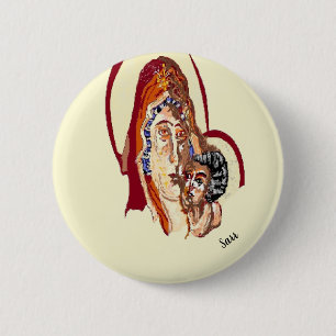 Botón Religioso : Virgen María con el Señor Jesús