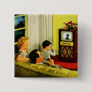 Botón retro de la familia de la TV