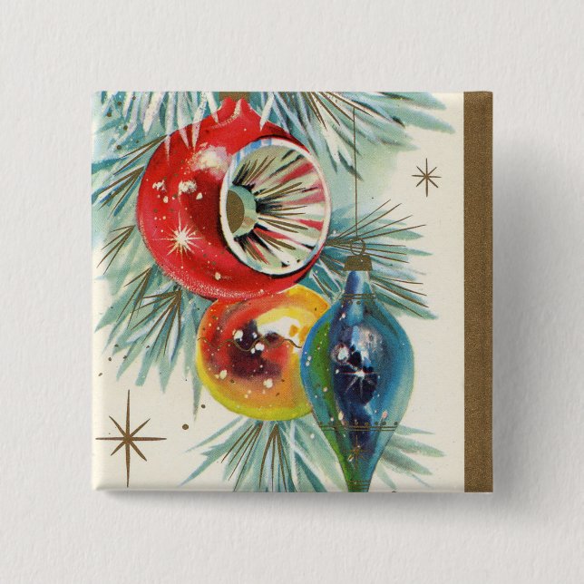 Botón retro de los bulbos del día de fiesta del (Anverso)