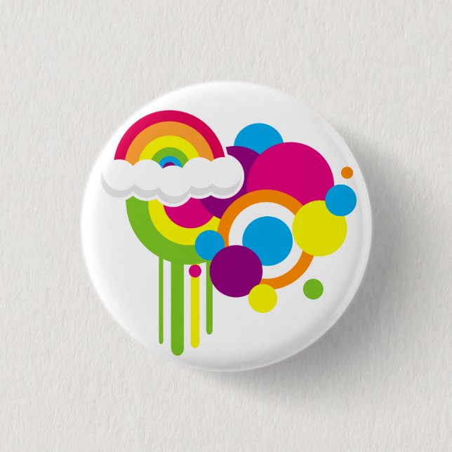 Botón retro del arco iris (blanco) (Anverso)