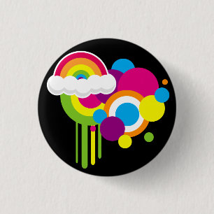 Botón retro del arco iris (negro)