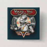 Botón retro del cuadrado del robot Volto-VAC