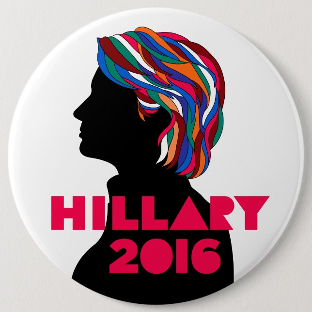 Botón retro del diseño de Hillary 2016 (6 pulgadas (Anverso)