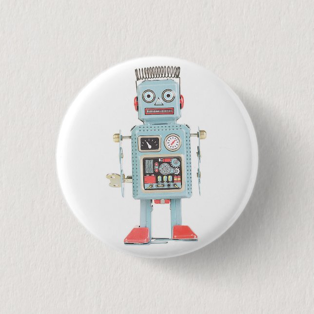 Botón retro del robot del juguete (Anverso)