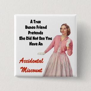 Botón retro divertido del premio de Bunco del