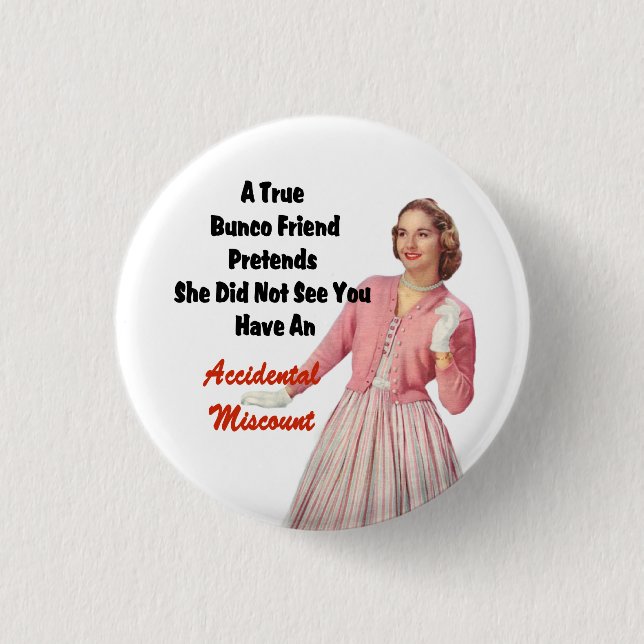 Botón retro divertido del premio de Bunco del (Anverso)