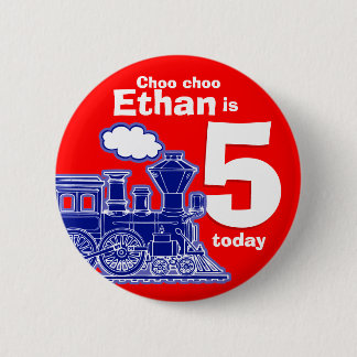 botón rojo del tren azul de cumpleaños de edad 5 a
