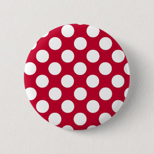 Botón rojo y blanco de Polkadots