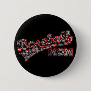 Botón rojo y gris de la mamá del béisbol