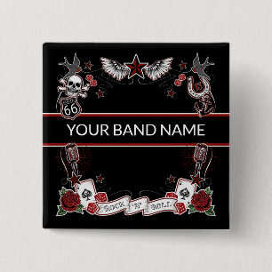 botón Rollo de rock de banda personalizado Merch P