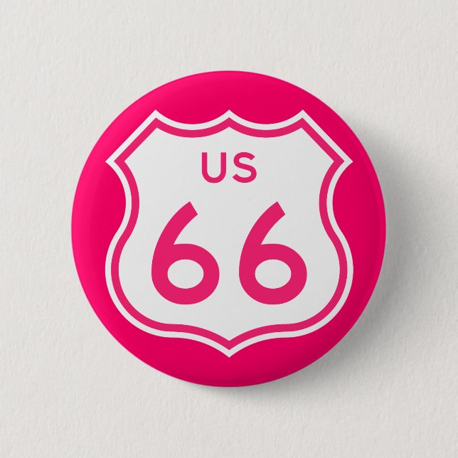 Botón rosa caliente de la ruta 66 (Anverso)