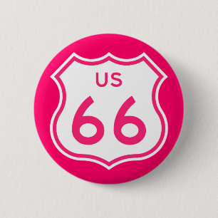 Botón rosa caliente de la ruta 66