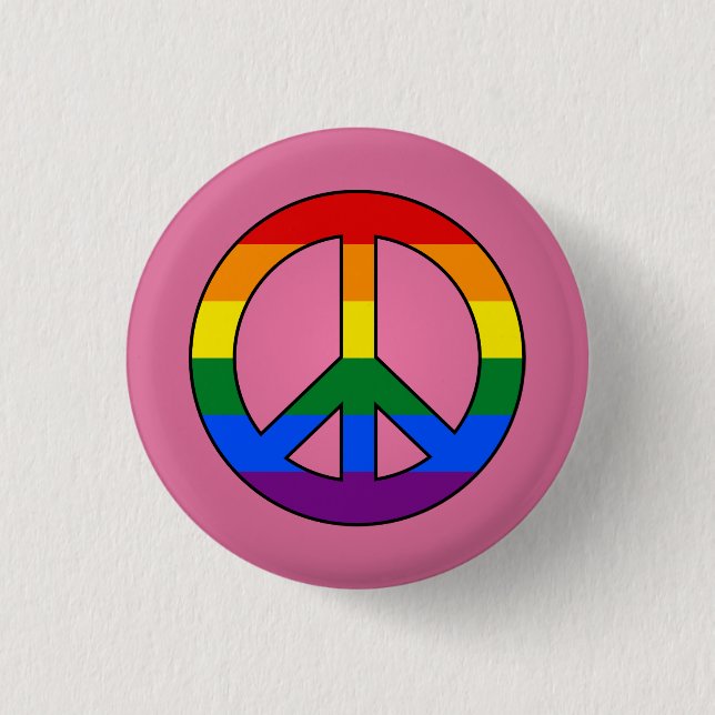 botón rosa de señal de paz de bandera LGBT (Anverso)