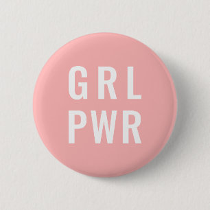 botón rosa GRL PWR, botón feminista
