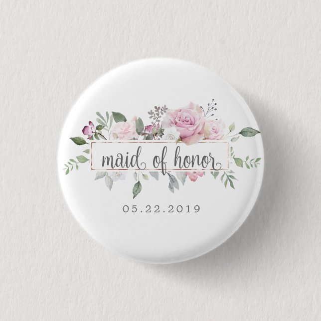 botón Rosa Jardín floral Maid of Honor (Anverso)