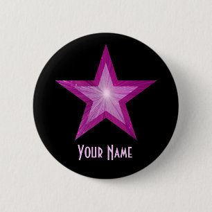 Botón Rosa Star 'Tu nombre' negro