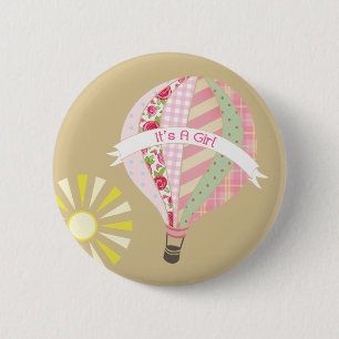 Botón rosado de Baby Shower del globo del aire