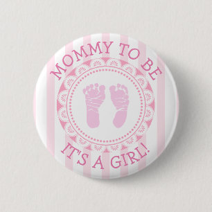 Botón rosado de Baby Shower "Mami To Be"