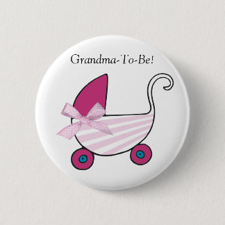 Botón rosado de la abuela del carro de bebé