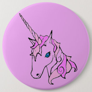 Botón rosado de la cabeza del unicornio