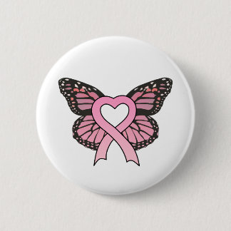 Botón rosado de la mariposa del corazón de la