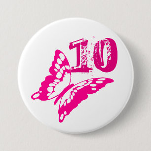 Botón rosado de la mariposa para la edad 10.