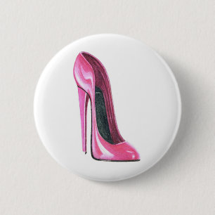 Botón rosado del arte del zapato del tacón alto